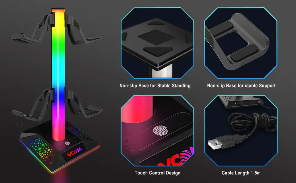  RGB Headset Stand Desk Accessories