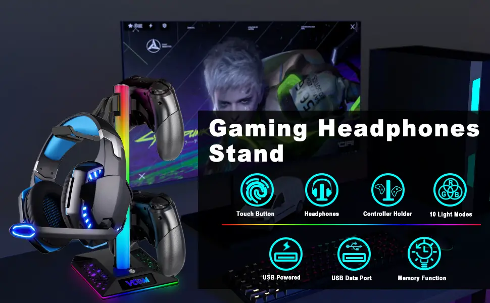  RGB Gaming Headphones Stand 