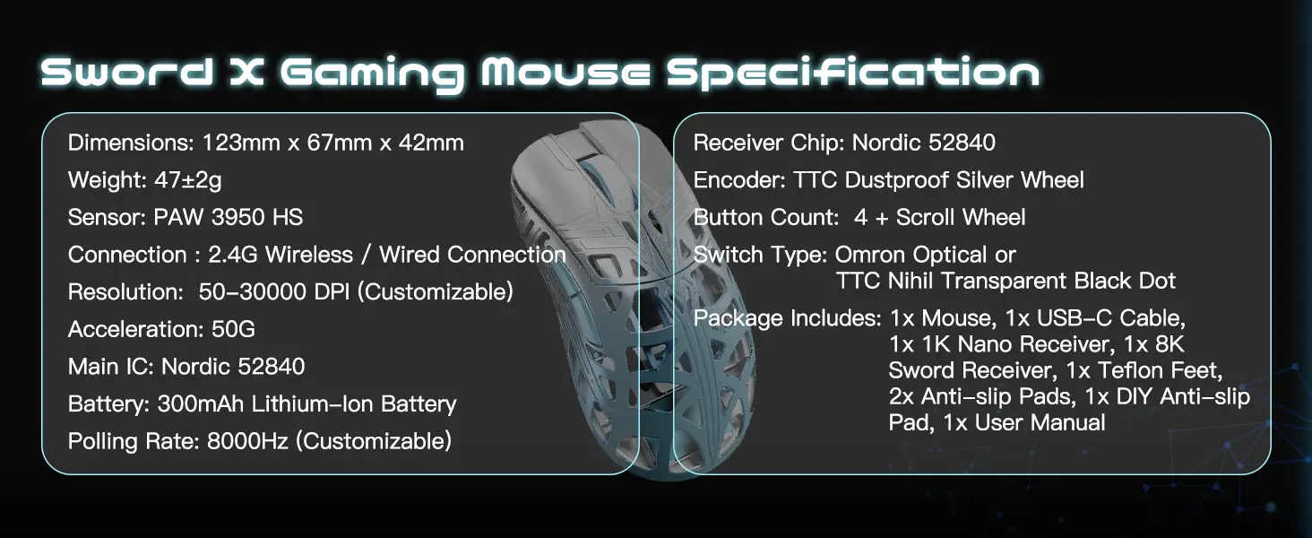 WLMOUSE Sword X Game Mouse